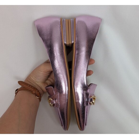 Franco Sarto 8M Shoes Light Pink Purple Metallic Tiari Slip-On Loafers Flats - Picture 7 of 11